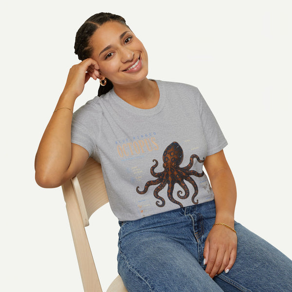 Octopus Anatomy Graphic T-Shirt — Vintage Blue-Ringed Octopus Design
