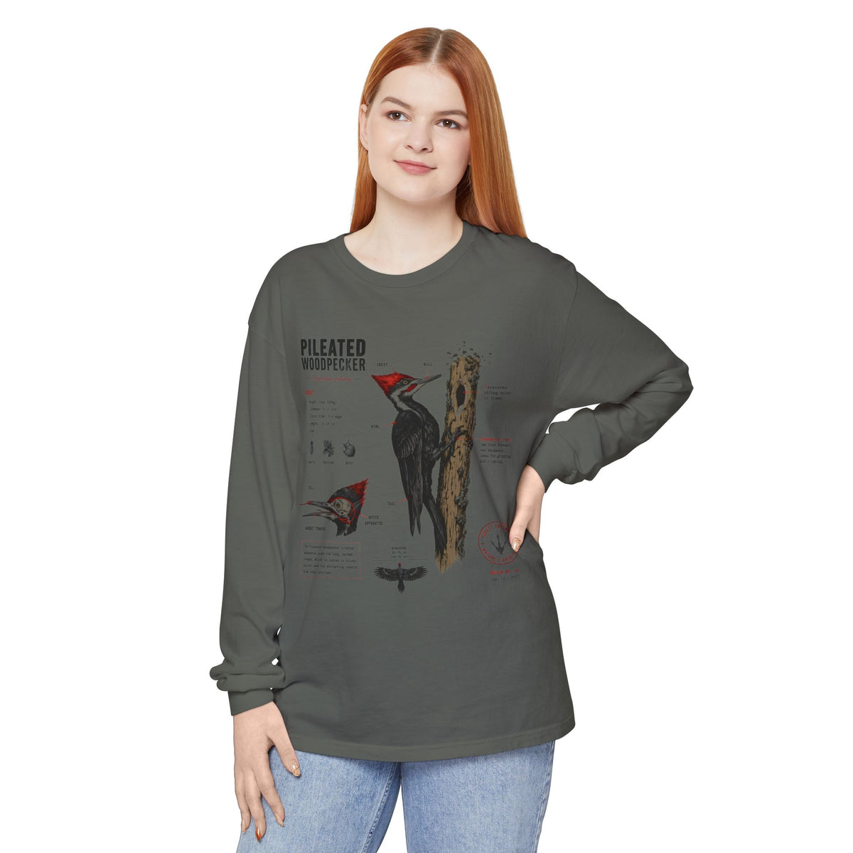 Pileated Woodpecker Anatomy Long Sleeve Tee
