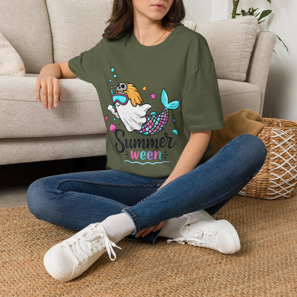 Mermaid Ghost Summerween T-Shirt — Cute Halloween Summer Mashup Tee