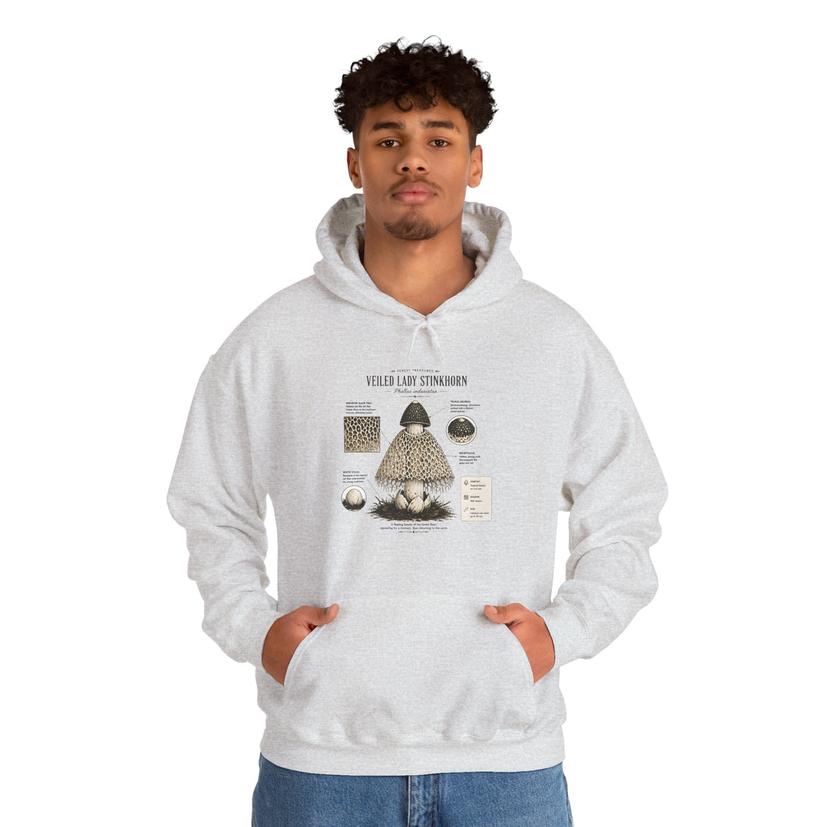 Mushroom Guide Hoodie — Velvet-Lady Stropharia Fungi Illustration Sweatshirt