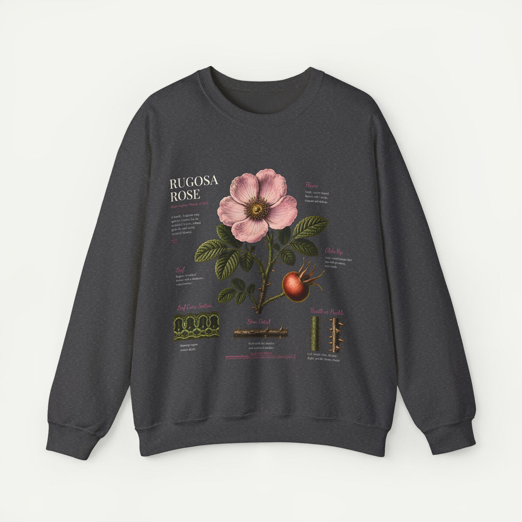 Botanical Rose Crewneck Sweatshirt – Vintage Floral Illustration