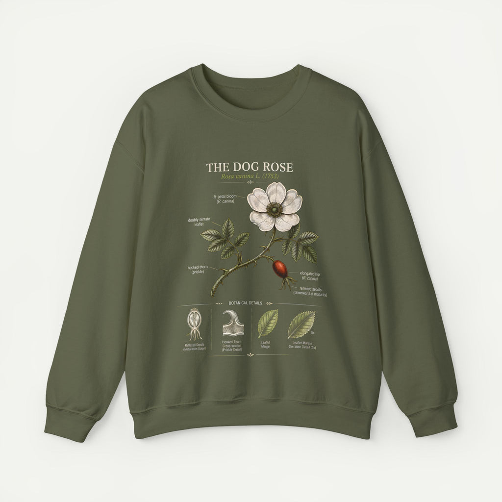 Dog Rose Botanical Sweatshirt — Vintage Floral Anatomy Crewneck