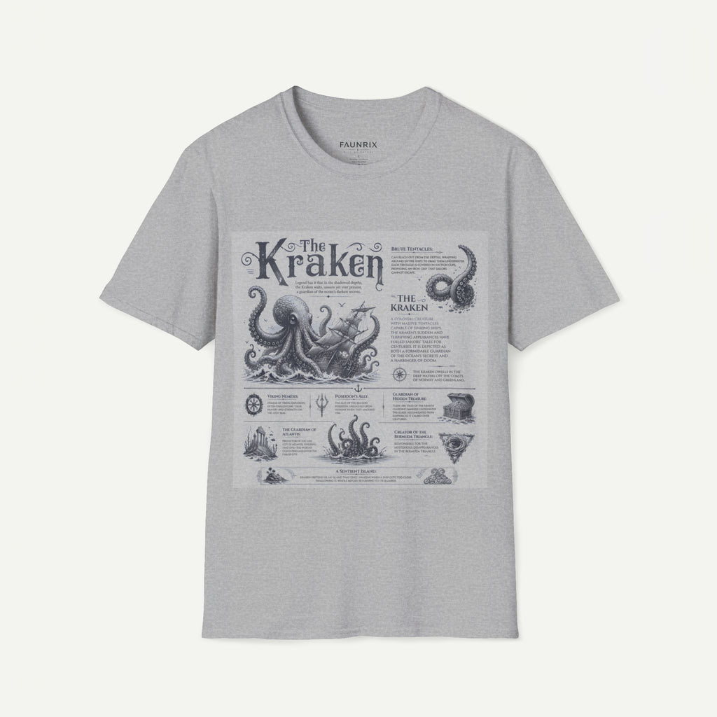 Kraken Vintage Diagram T-Shirt — Nautical Octopus Illustration Tee