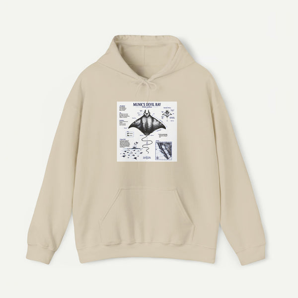 Manta Ray Anatomy Hoodie — Marine Life Graphic Pullover