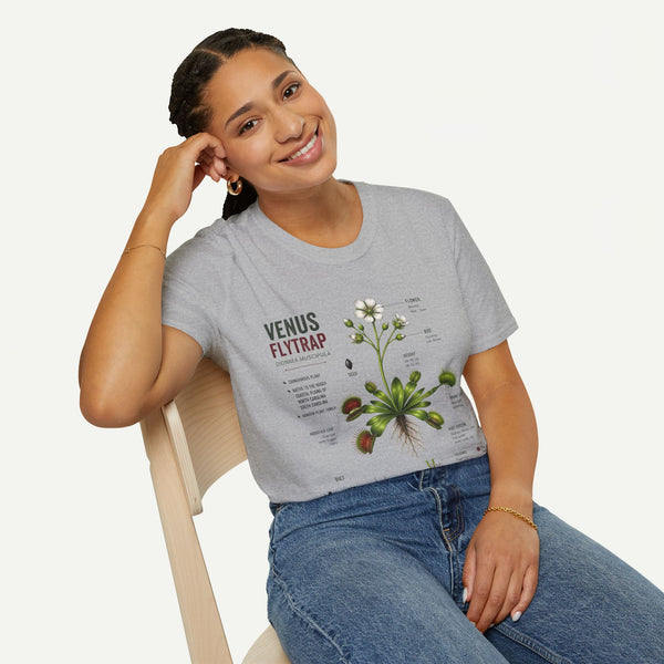 Venus Flytrap Anatomy Botanical T-Shirt – Illustrated Plant Diagram Tee