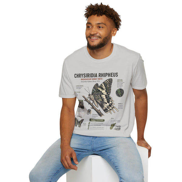 Moth Anatomy Tee — Chrysiridia Rhipheus Madagascar Sunset Moth Scientific Print