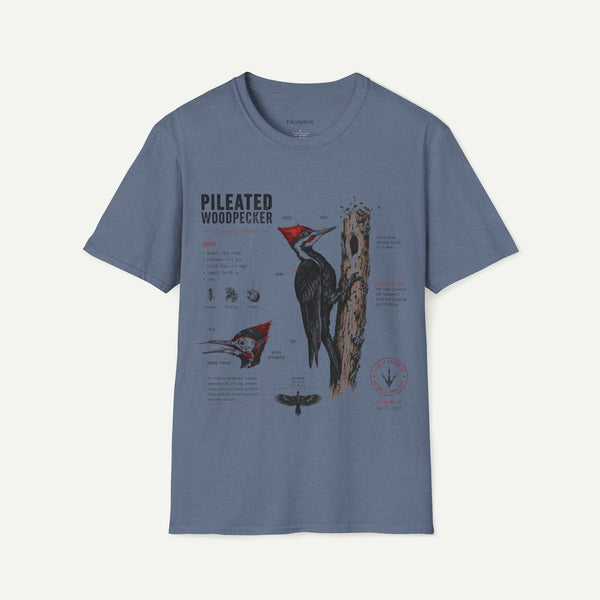 Pileated WoodpeckerAnatomy T-Shirt — Vintage Ornithology Bird Illustration Tee