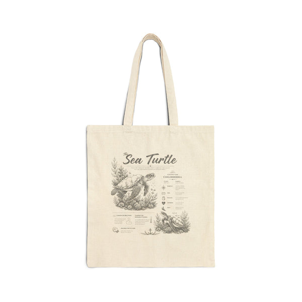 Sea Turtle Canvas Tote Bag — Vintage Marine Illustration Eco Shopper