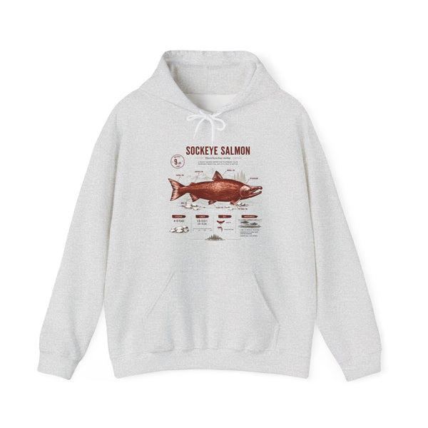 Sockeye Salmon Anatomy Hoodie — Fishing Chart Graphic Sweatshirt