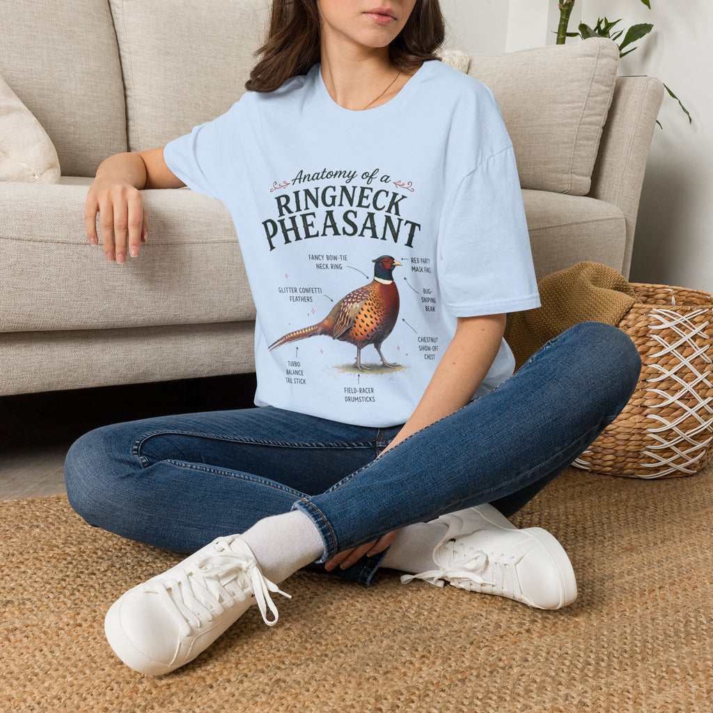 Ringneck Pheasant Anatomy T-Shirt — Illustrated Bird Diagram Tee