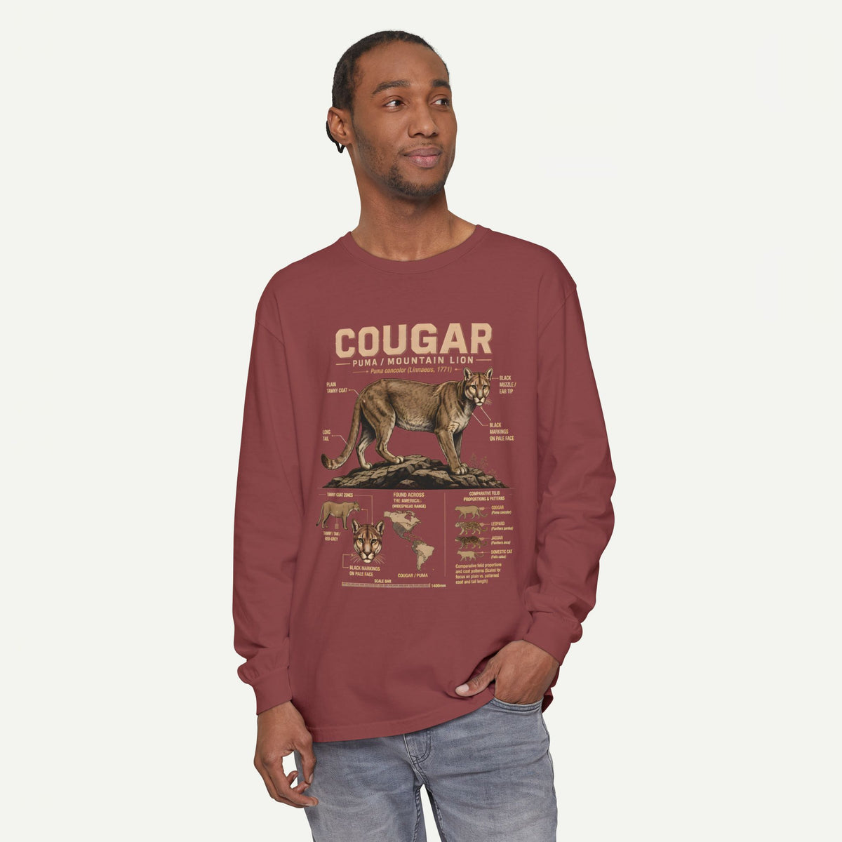 Cougar Wildlife Anatomy Long Sleeve Tee