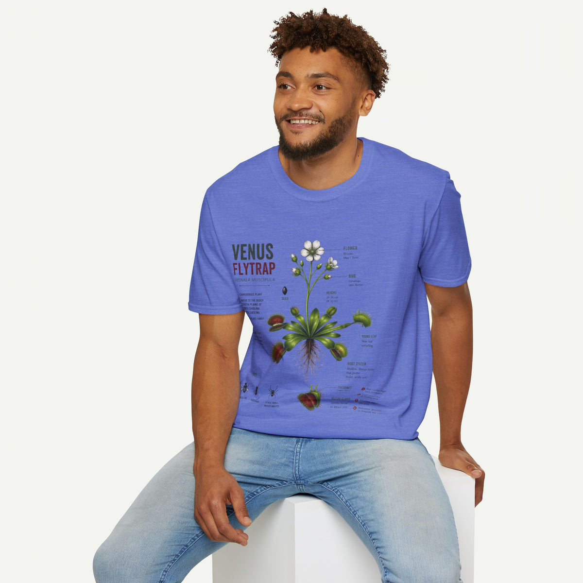Venus Flytrap Anatomy Botanical T-Shirt – Illustrated Plant Diagram Tee