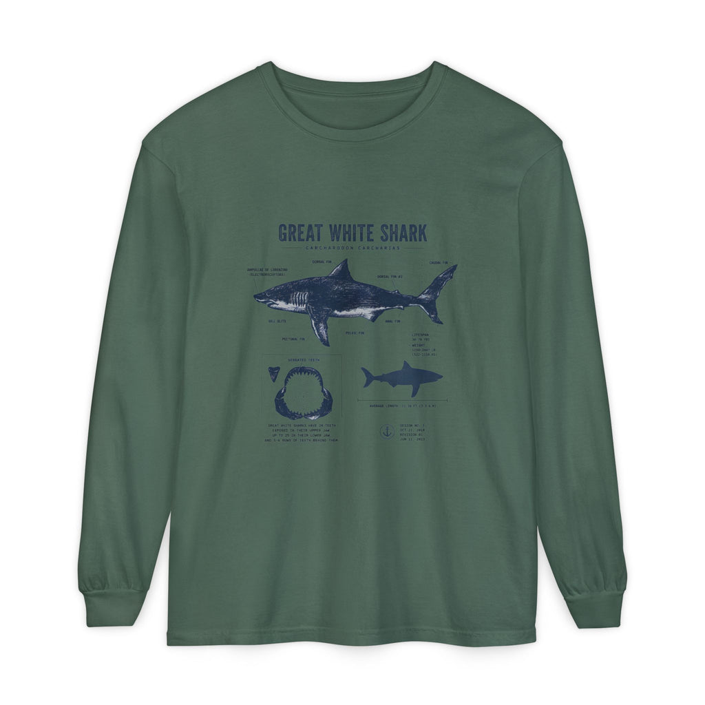Great White Shark Anatomy Long Sleeve Tee