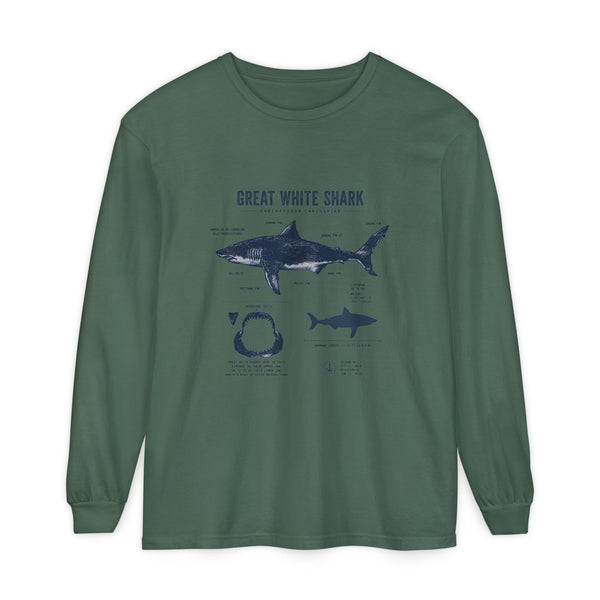 Great White Shark Anatomy Long Sleeve Tee