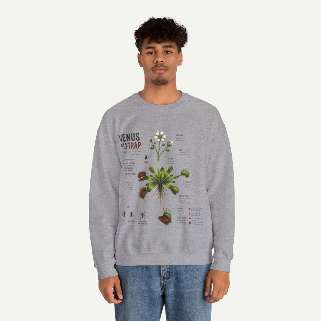 Venus Flytrap Botanical Crewneck Sweatshirt — Vintage Plant Illustration Tee