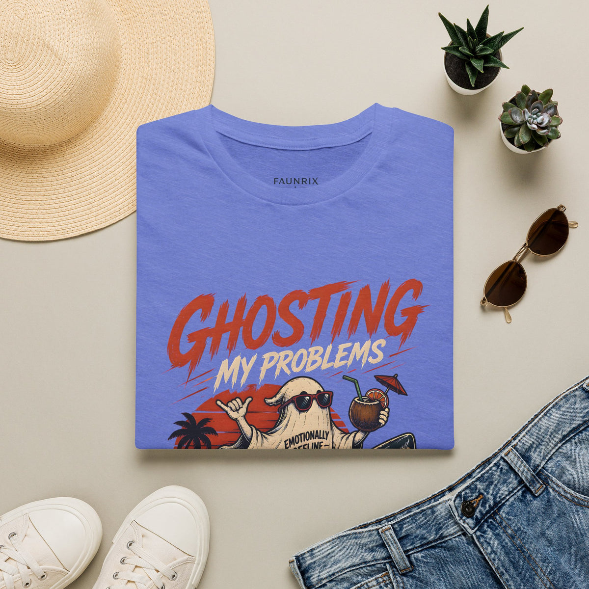 Ghosting My Problems T-Shirt — Funny Sloth Vacation Graphic Tee
