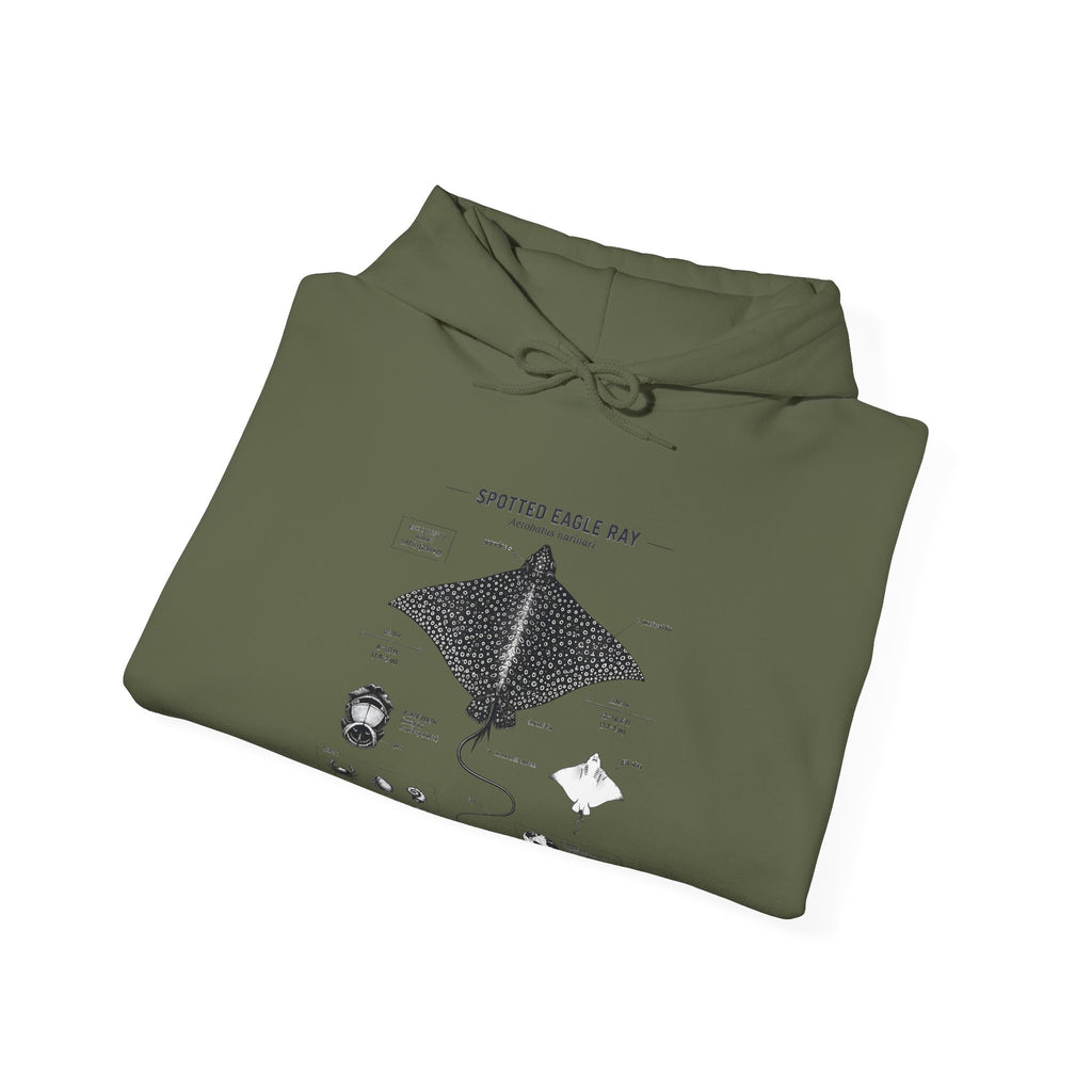 Manta Ray Anatomy Hoodie – Spotted Eagle Ray Diagram Sweatshirt