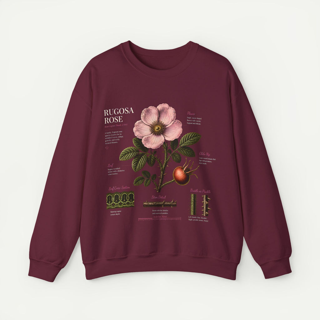 Botanical Rose Crewneck Sweatshirt – Vintage Floral Illustration
