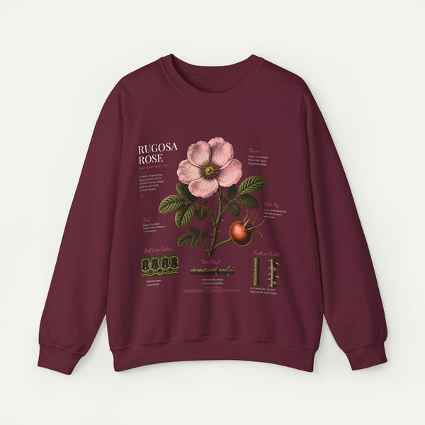 Botanical Rose Crewneck Sweatshirt – Vintage Floral Illustration