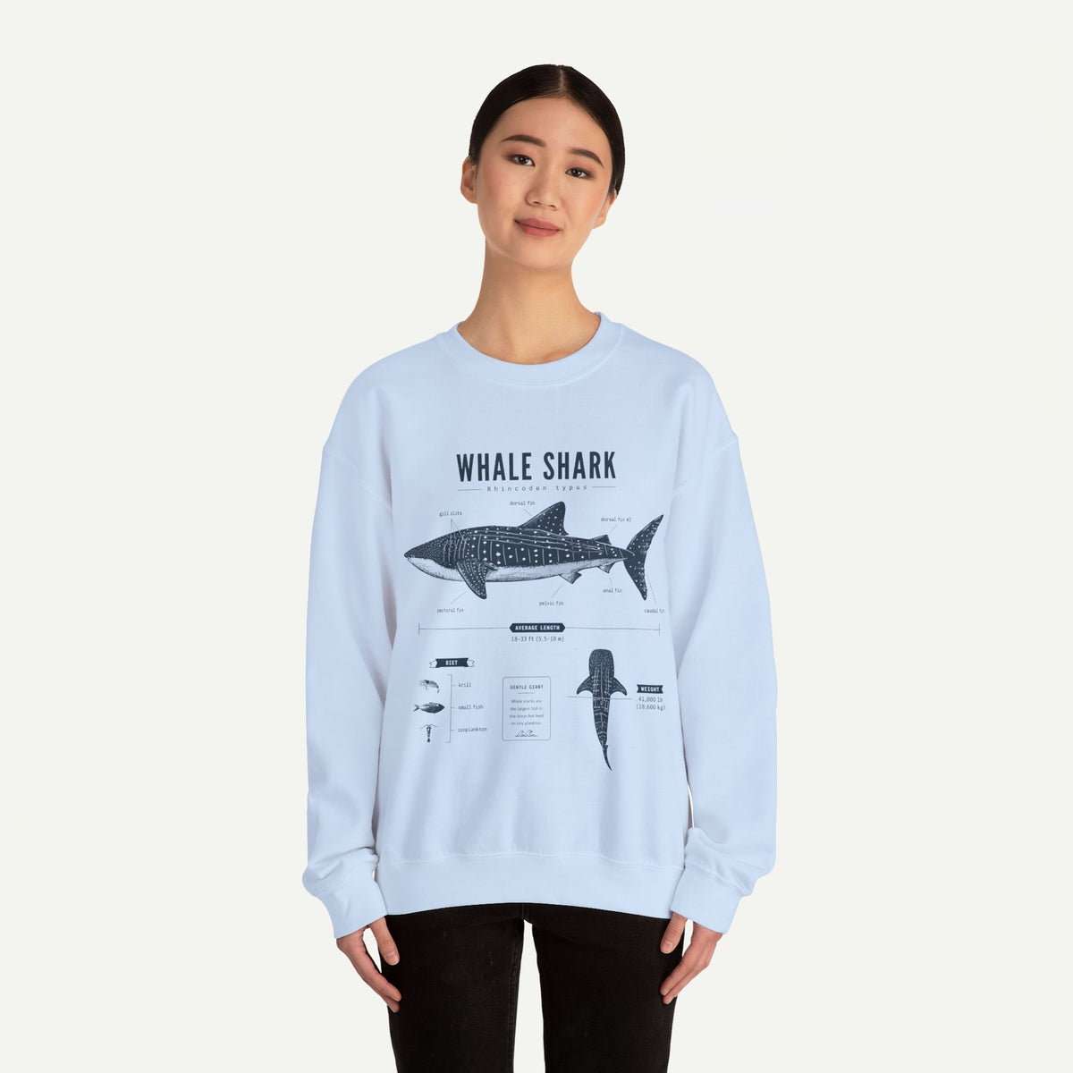 Whale Shark Anatomy Sweatshirt — Marine Life Illustration Crewneck