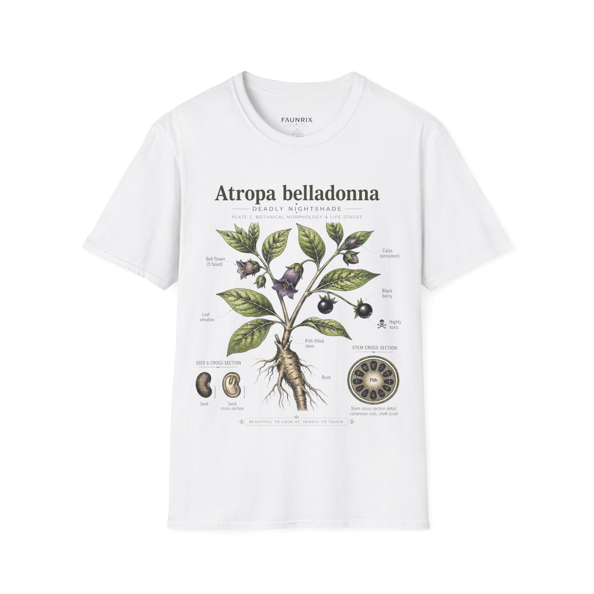 Atropa belladonna Botanical Anatomy T-Shirt — Vintage Deadly Nightshade Illustration
