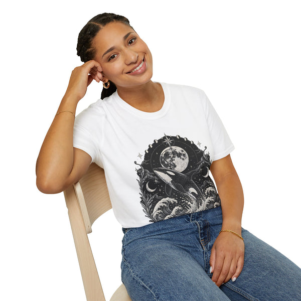 Orca Moon T-Shirt — Whale & Full Moon Illustration Tee