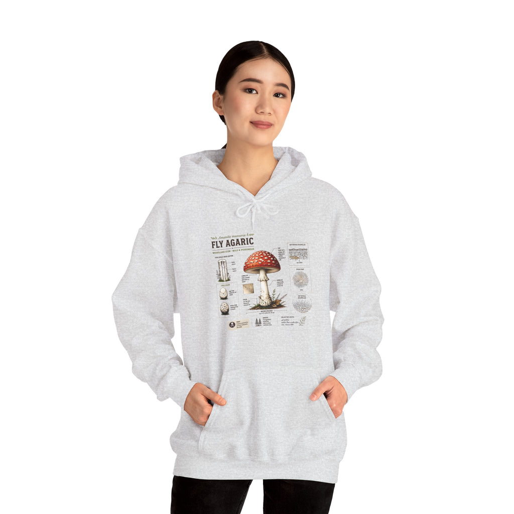 Fly Agaric Mushroom Hoodie – Vintage Mycology Diagram Sweatshirt