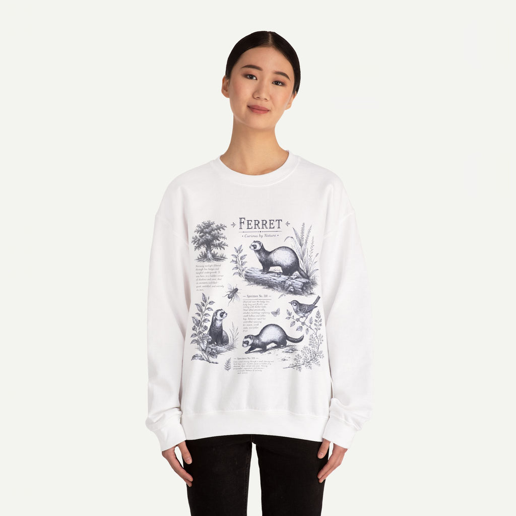 Ferret Anatomy Crewneck Sweatshirt — Vintage Wildlife Graphic