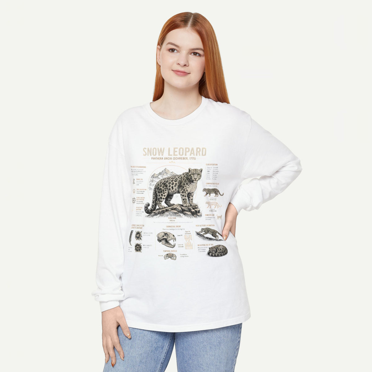 Snow Leopard Wildlife Anatomy Long Sleeve Tee