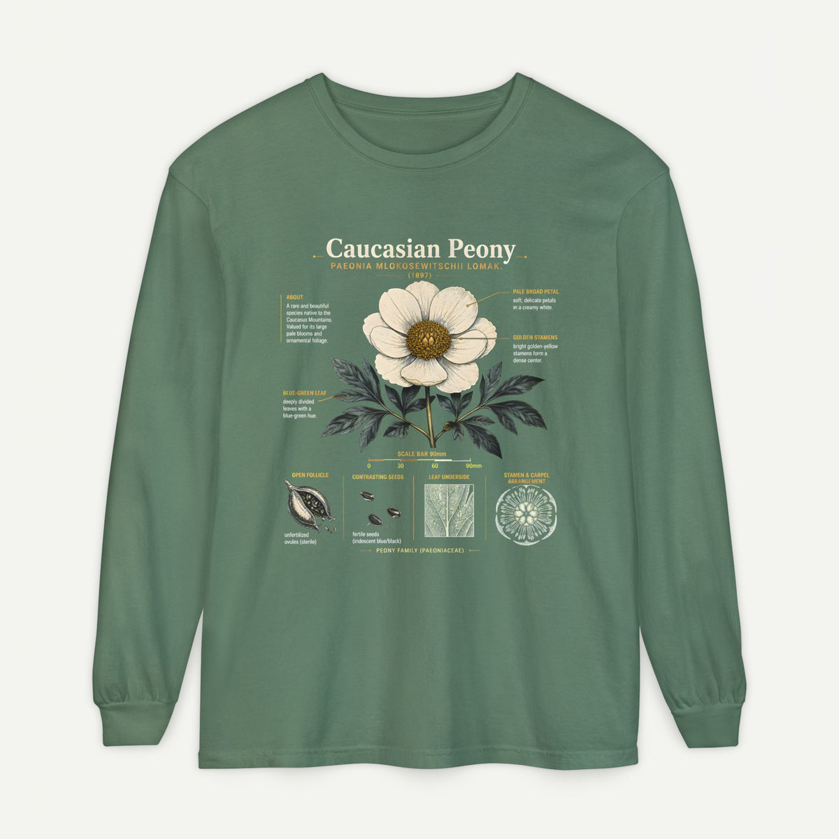 Botanical Diagram Long Sleeve Tee — Wild Rose Illustration