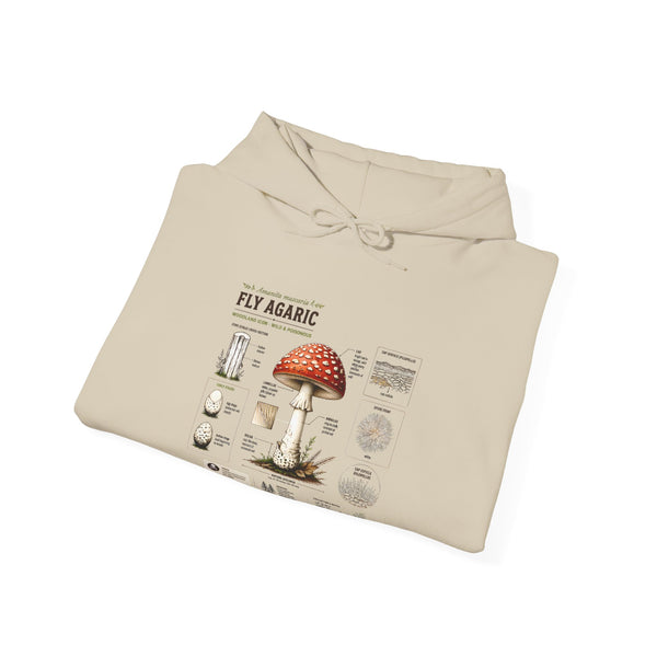 Fly Agaric Mushroom Hoodie – Vintage Mycology Diagram Sweatshirt