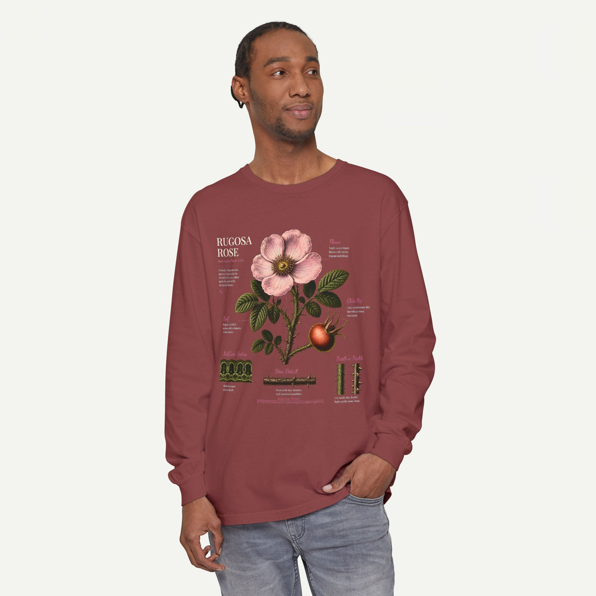 Botanical Rose Diagram Long Sleeve T-Shirt