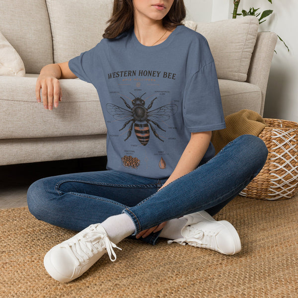 Western Honey Bee Illustration T-Shirt — Apis Mellifera Vintage Bee Anatomy Tee