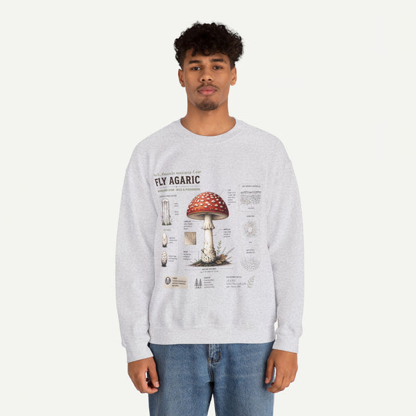 Fly Agaric Mushroom Anatomy Sweatshirt — Botanical Mycology Illustration Crewneck