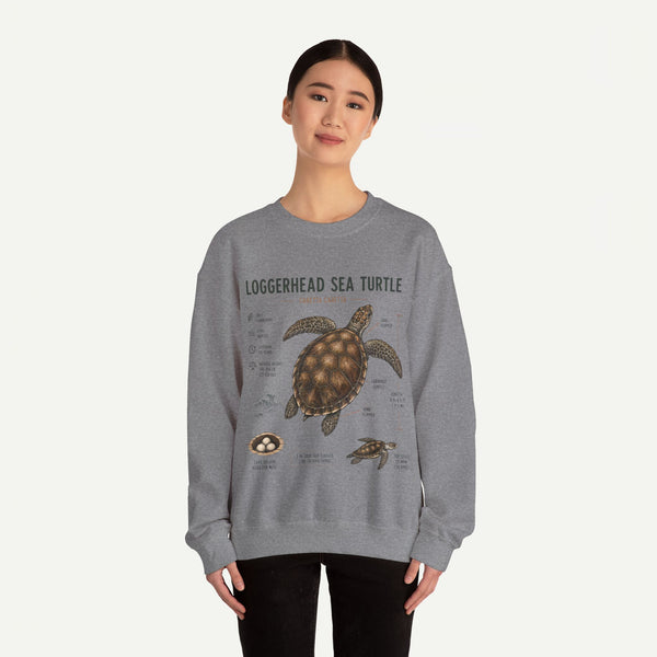 Loggerhead Sea Turtle Anatomy Sweatshirt — Marine Life Educational Crewneck