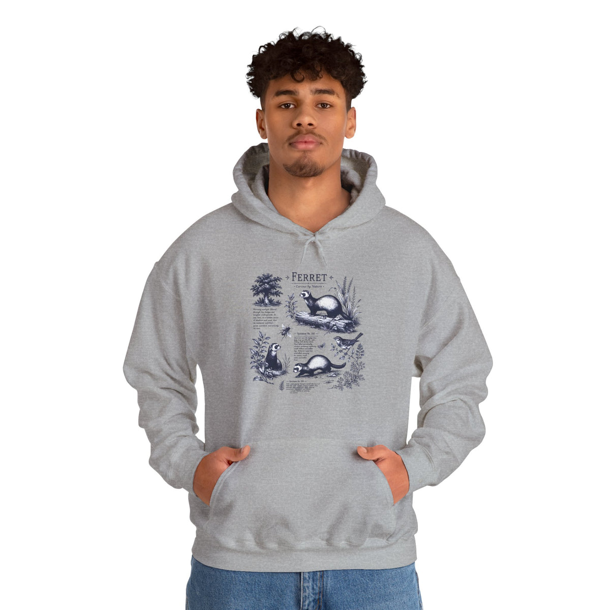 Ferret Vintage Illustration Hoodie — Retro Wildlife Graphic Sweatshirt