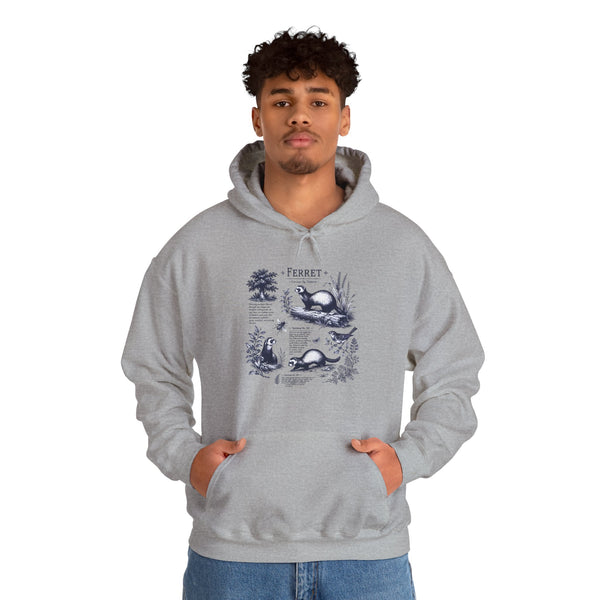 Ferret Vintage Illustration Hoodie — Retro Wildlife Graphic Sweatshirt