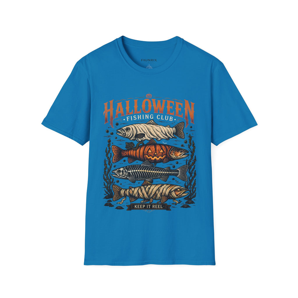 Halloween Trout Graphic T‑Shirt — Spooky Fish Pumpkin Design