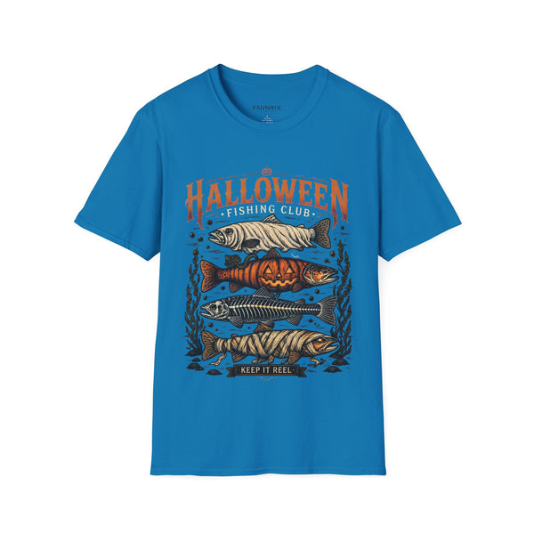 Halloween Trout Graphic T‑Shirt — Spooky Fish Pumpkin Design