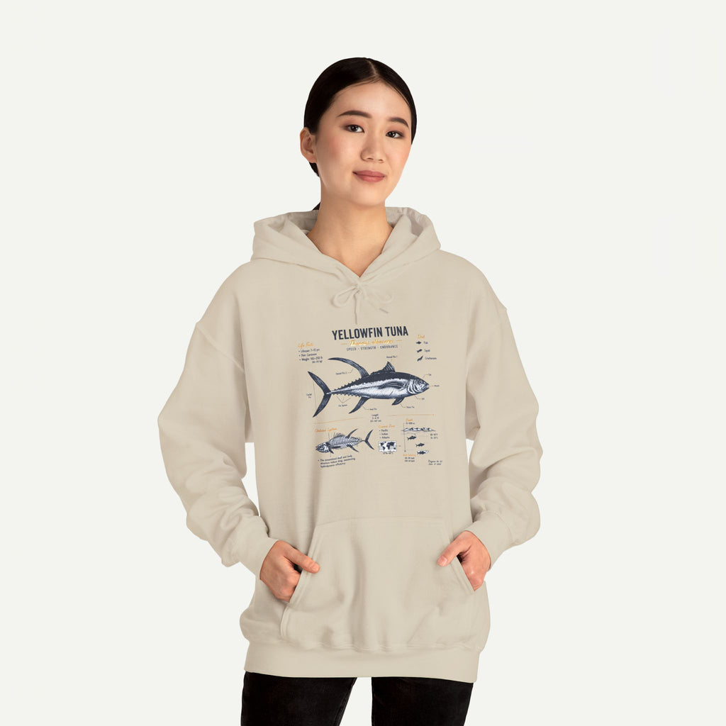 Yellowfin Tuna Anatomy Hoodie — Fishing Diagram Sweatshirt