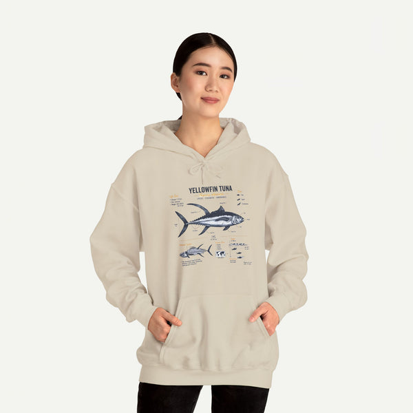 Yellowfin Tuna Anatomy Hoodie — Fishing Diagram Sweatshirt