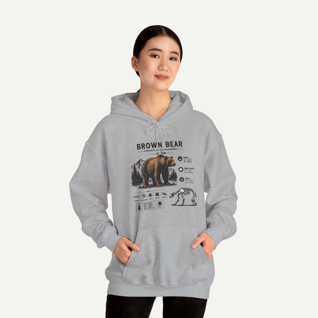 Brown Bear Anatomy Hoodie — Vintage Wildlife Graphic Sweatshirt
