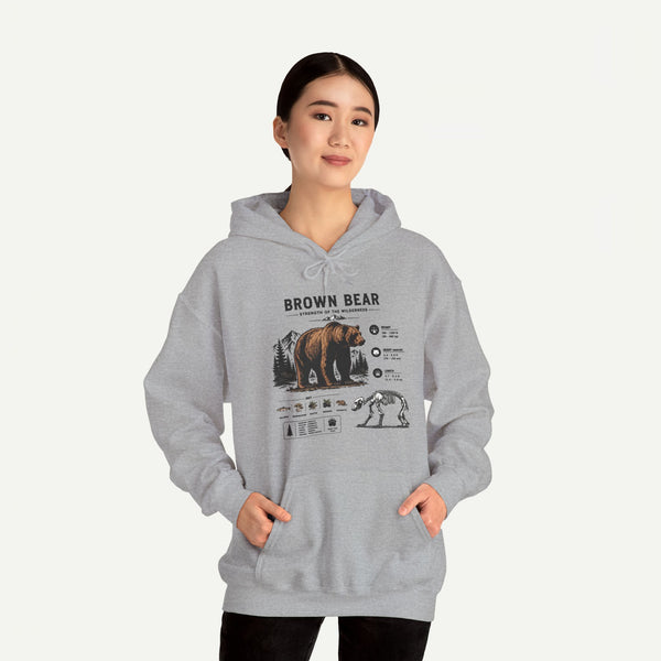 Brown Bear Anatomy Hoodie — Vintage Wildlife Graphic Sweatshirt