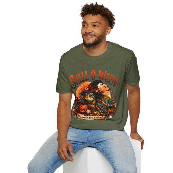 Shell-O-Ween T-Shirt — Spooky Pumpkin Witch Halloween Tee
