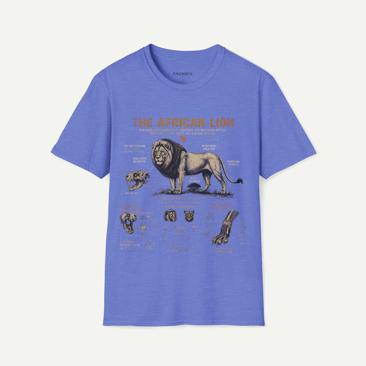 African Lion Anatomy T-Shirt — Vintage Wildlife Illustration Tee