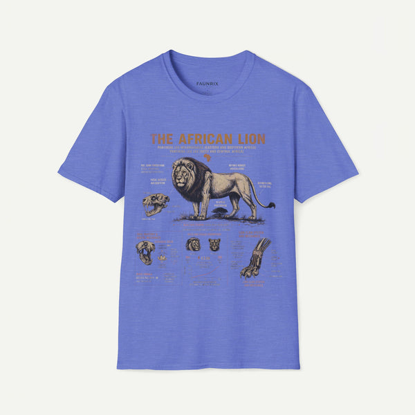 African Lion Anatomy T-Shirt — Vintage Wildlife Illustration Tee