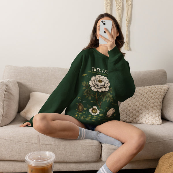 Tree Peony Botanical Sweatshirt — Vintage Flower Anatomy Crewneck