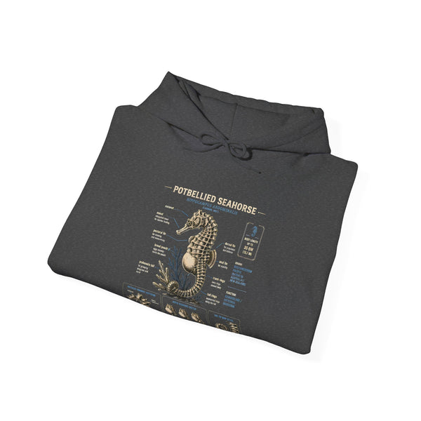 Pocketwatch Seahorse Anatomy Hoodie — Vintage Nautical Illustration Sweatshirt