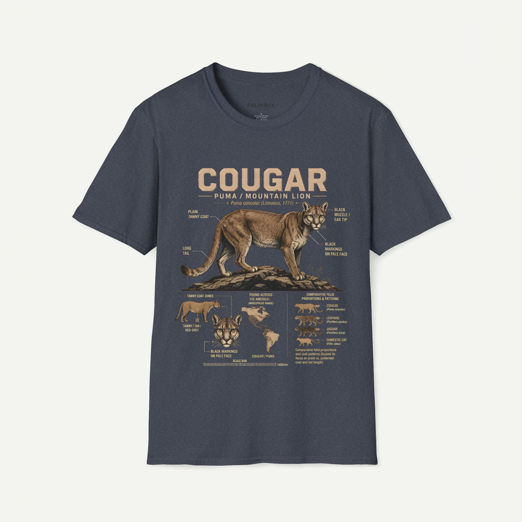 Cougar Puma Mountain Lion Anatomy Graphic T-Shirt
