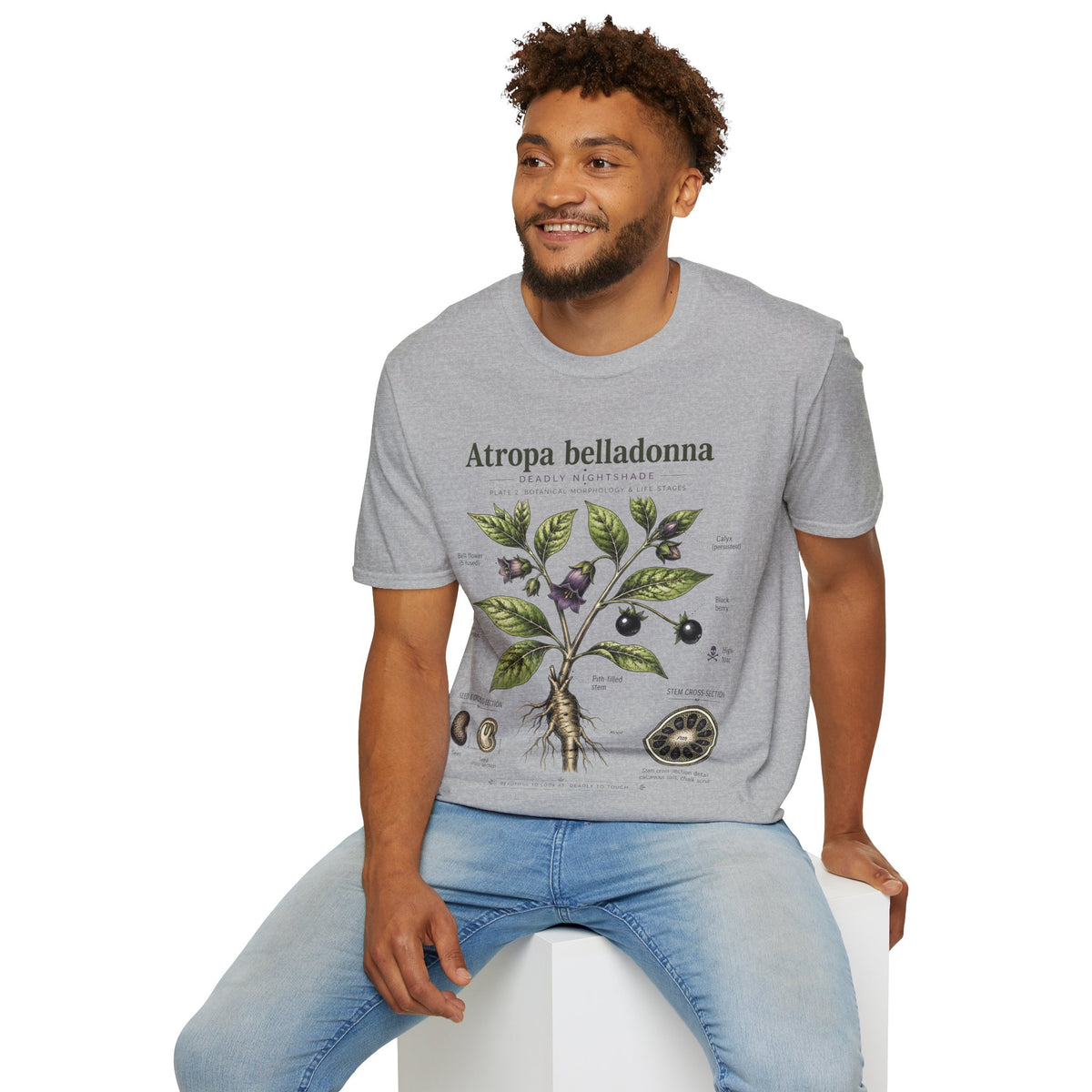 Atropa belladonna Botanical Anatomy T-Shirt — Vintage Deadly Nightshade Illustration